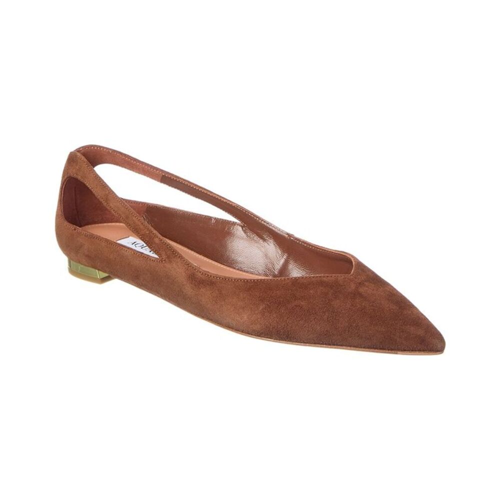 Aquazzura Suede Ballerina Flat, Brown